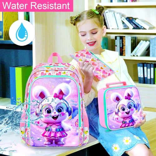 Image of WZLVO 3PCS Kids Backpack for Girls, Unicorn Dinosaur Animal Prechool Elementary Kindergarten School Bookbag with Lunch Box