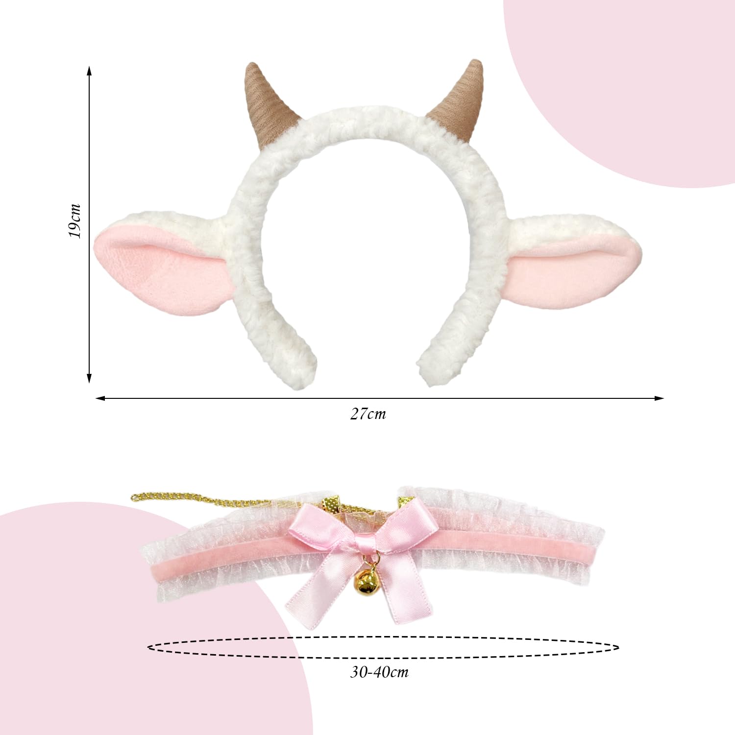NIDHFG 1 Piece Of Sheep Horn Headband And 1 Piece Of Collar, Cute Plush Headband, Stage Performance Props - Image 2