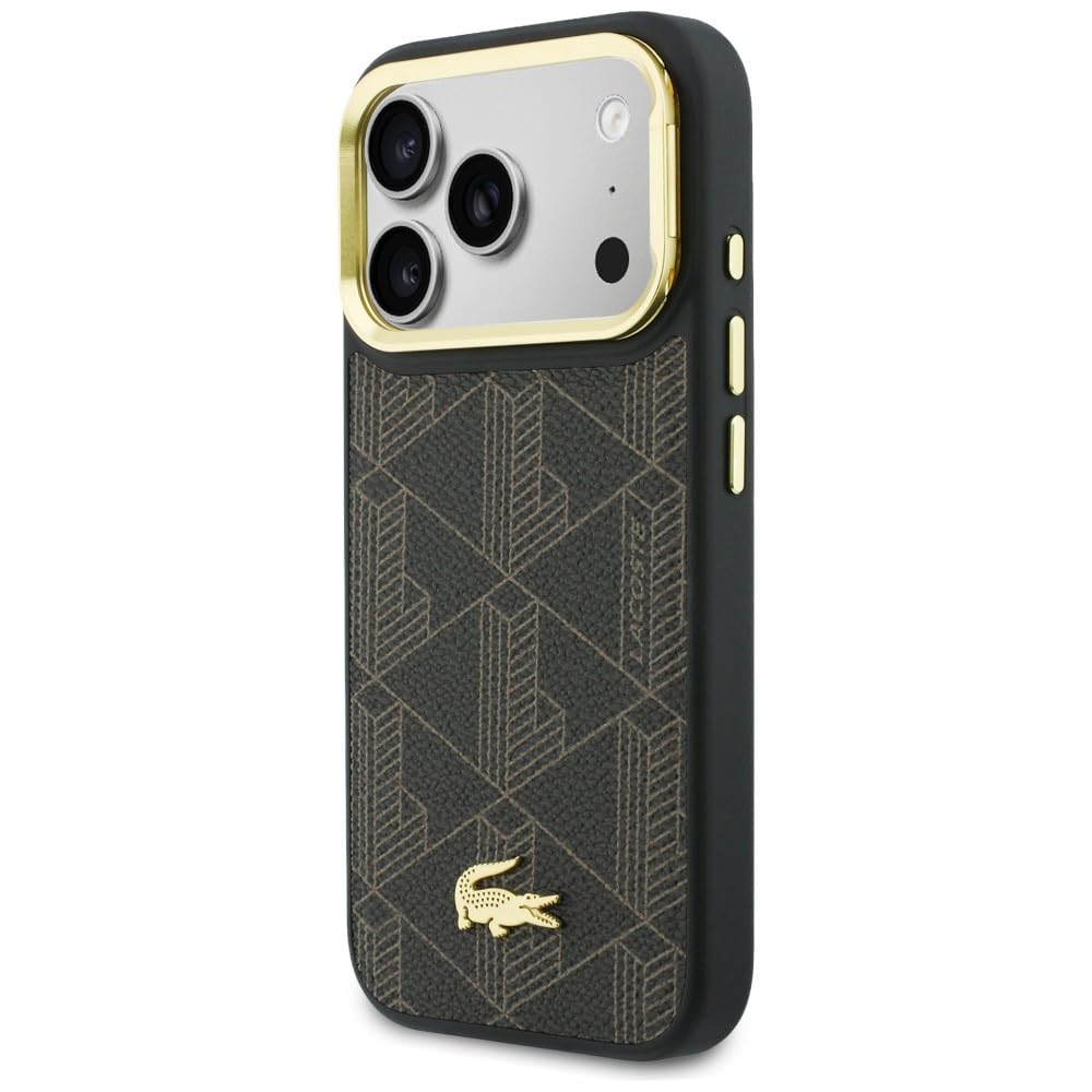 CG Mobile i Lacoste - Support de mélange en PVC - Compatible avec MagSafe - Coque pour iPhone 17 Pro (marron)