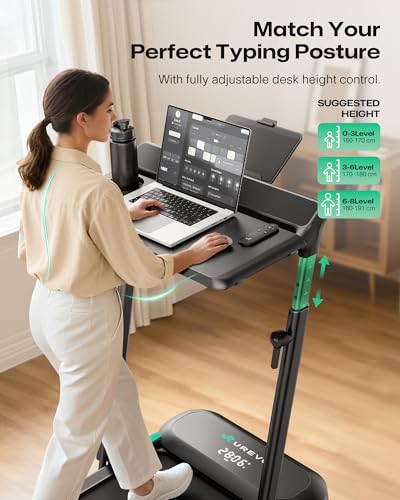 Image of UREVO CyberPad Smart Walking Pad with 14% Auto Incline, Standing Desk Treadmill for Home, Quiet Brushless Motorized, Extended Walking Surface, LED Remote, Speed-Responsive Lighting, UREVO APP