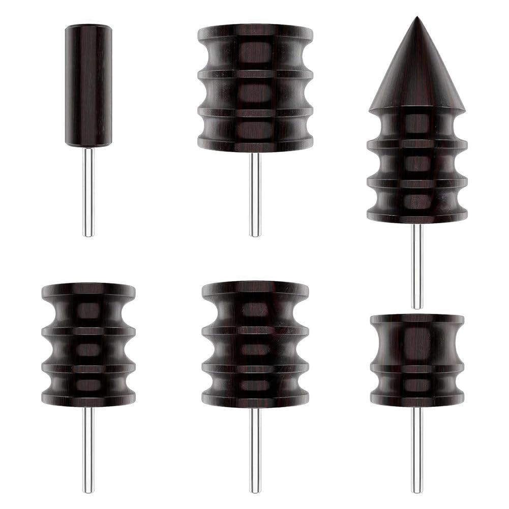 Lot de 6 embouts de polissage pour cuir - Outils de polissage en bois tropical - Kit de bords lisses pour cuir
