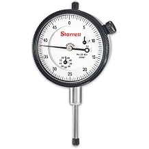 Starrett 25 Series Dial Indicator with Jewel Bearings and Lug-On-Center Back - White Face, 0-1.000" Range, 00-50 Continuous Dial, .0005" Graduation - 25-631J