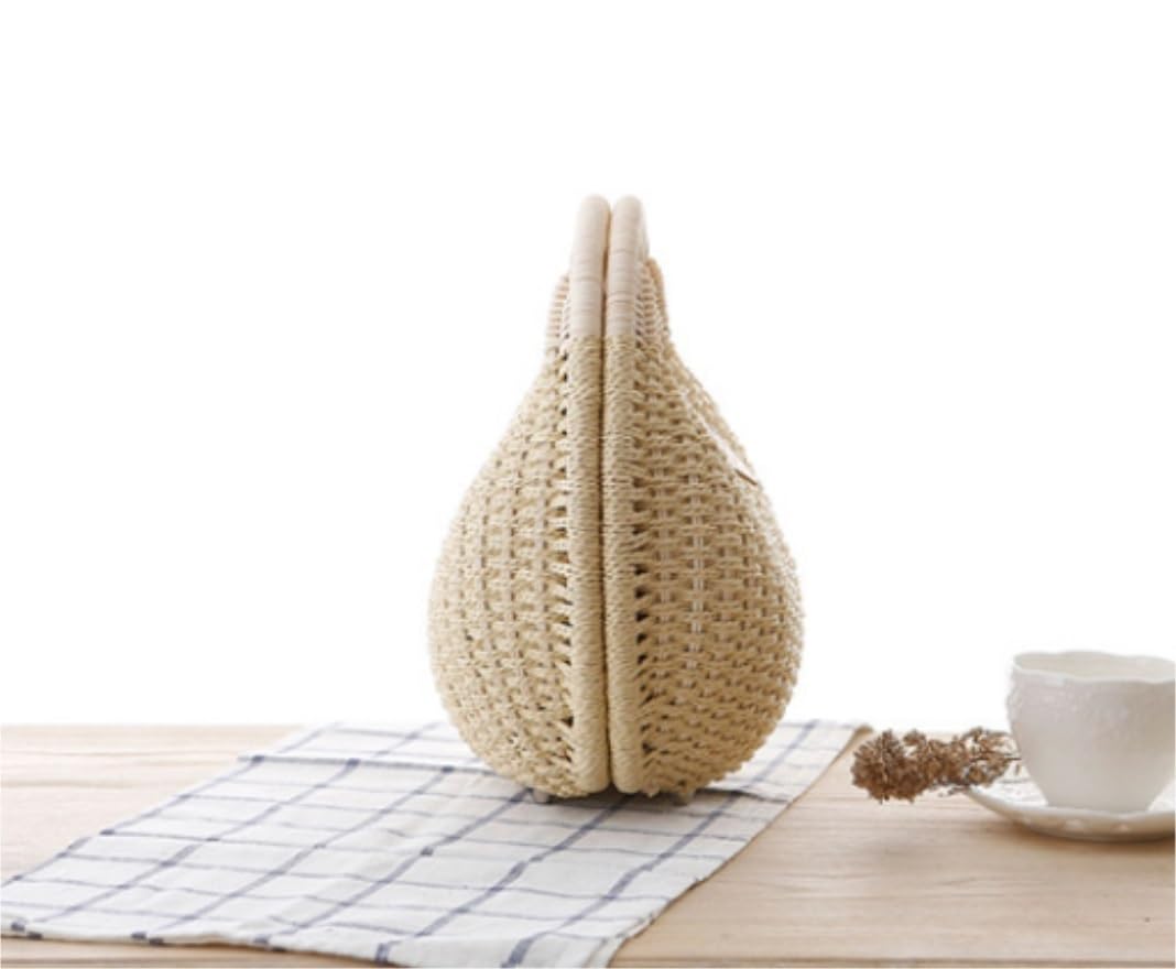 Sac de plage d'été Sacs De Paille D'été Sac À Main En Paille Tissé Femmes Rotin Tissé À La Main Rond La Date et Les Vacances(Color:A)