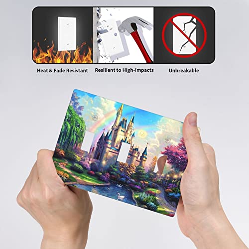 Castle Light Switch Cover Triple Toggle Decorative Wall Plate Outlet Electric Plug Covers Bathroom Decor Accessories #TOP4