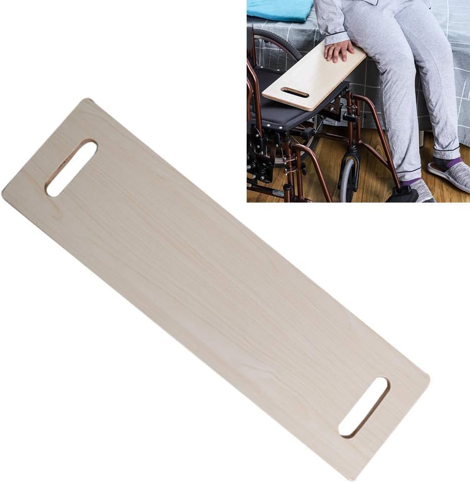 Tablero deslizante de madera para silla de ruedas con asas de transporte para pacientes