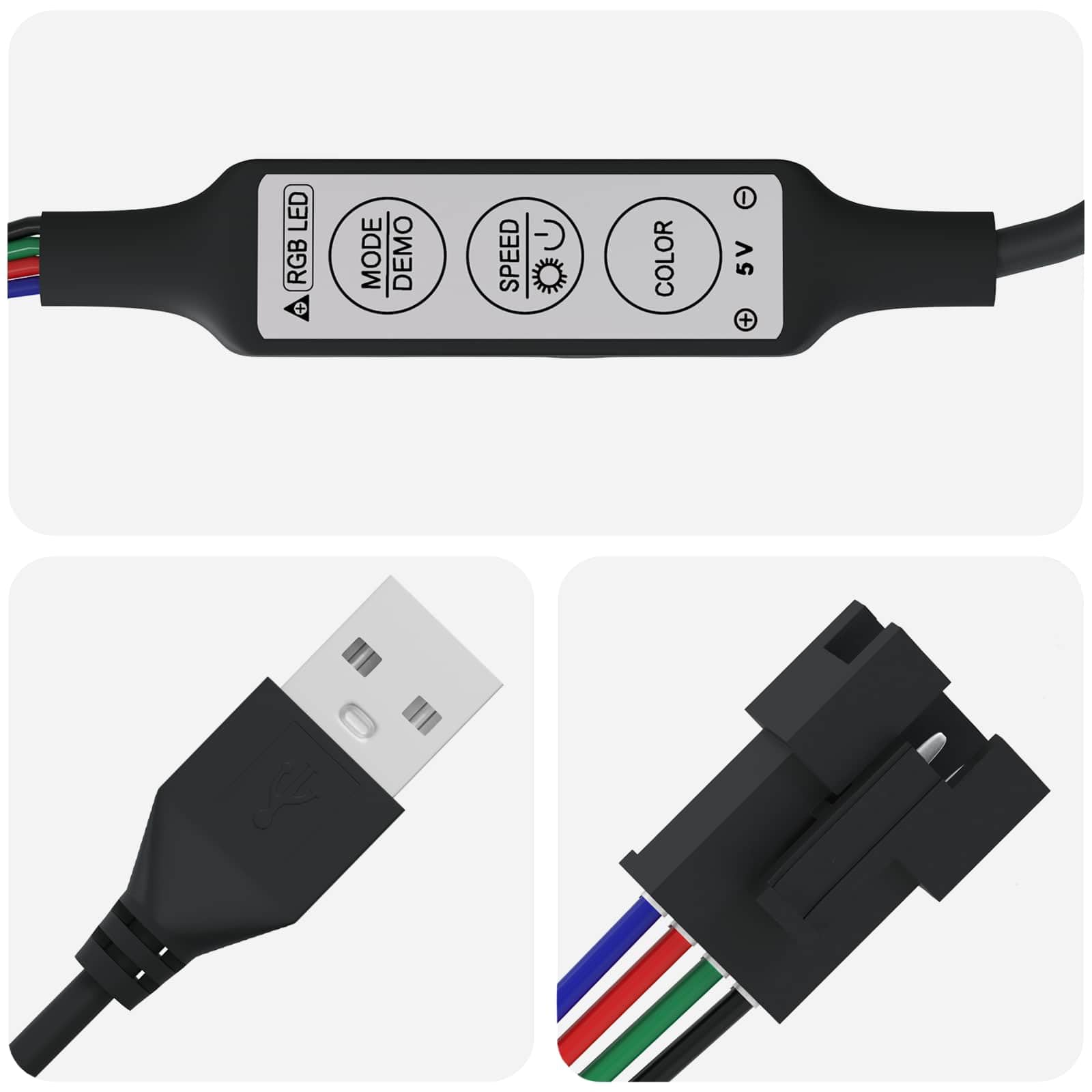 LED Streifen 12 Stück Schwarz Transparent 450 mm USB Stromversorgung für Innenräume Flexibel dimmbar Farbwechsel Akzent- und Arbeitsbeleuchtung