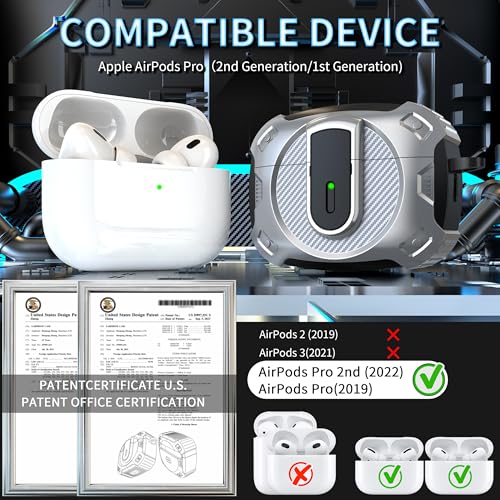 Image of AirPods Pro 2 Case with Magnetic Safety Lock Phone Stand Magsafe, Silver