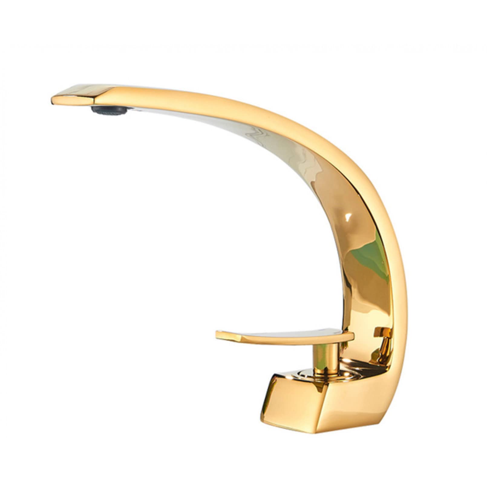 Mitigeur de salle de bain à poignée unique anti-calcaire en laiton or