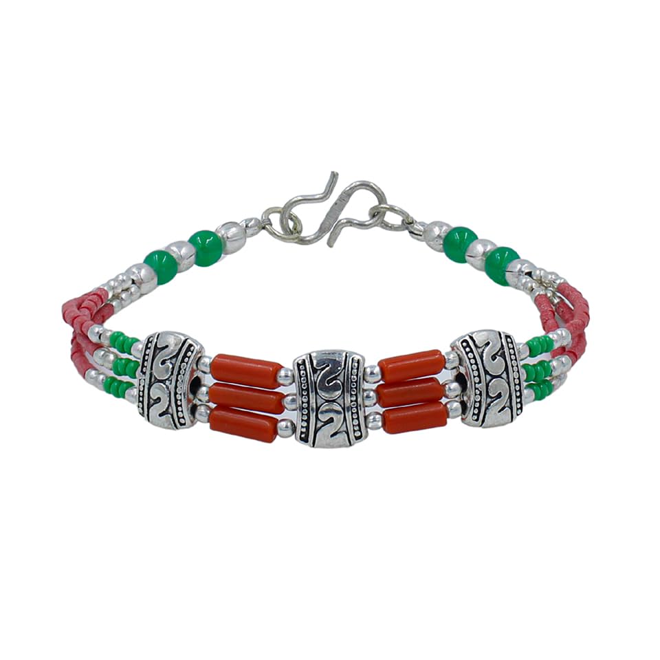 Bracelet en pierres naturelles onyx et corail cadeau pour femme