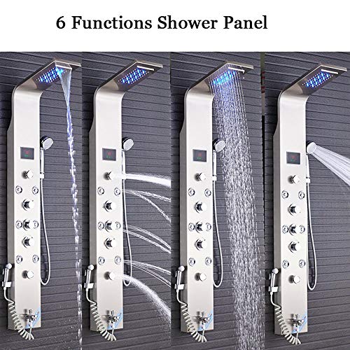 Grifería para bidet y ducha de baño, columna de ducha digital con pantalla LED, torre de ducha con chorros SPA, agua fría y caliente miniatura 4