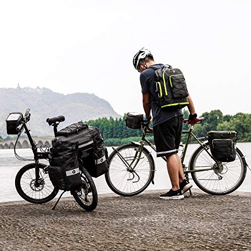 BAIGIO Fahrradtasche 3-in-1 Multifunction wasserdichte Gepäckträgertasche 75L Radfahren Gepäckträger Tasche hinten Fahrrad Rucksack Reisetasche mit Regenschutz, Herren