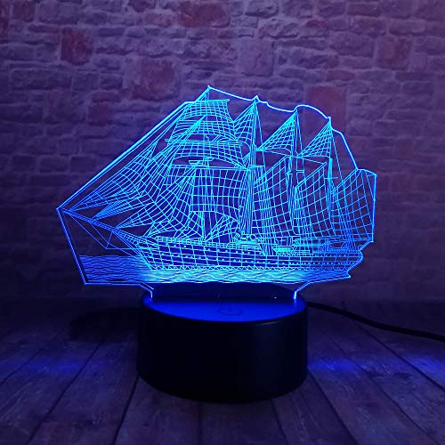 RMRM 3D illusione Lampada Nave a vela 3D Nave da