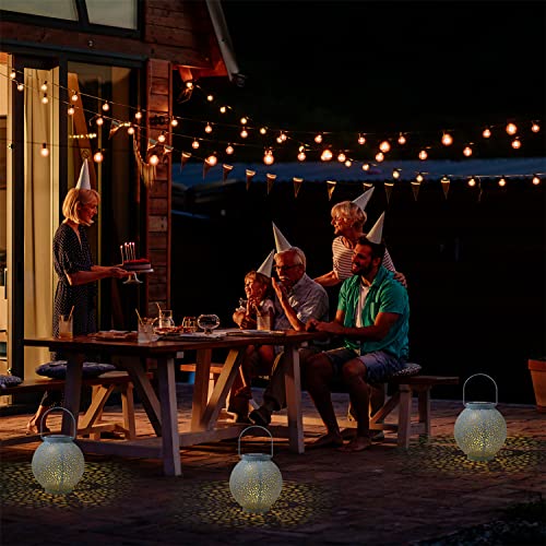 Kordain Solar Outdoor Hanging Lantern Lights, Solar Garden Metal Retro Decorative Lantern, Waterproof Warm White Led Lights With Handle For Table Patio Yard Tree Pathway Landscape Terrace (Blue) #TOP2