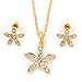 Produktbild Klar österreichischen Kristall Daisy Blume Anhänger mit Gold Ton Kette und Ohrstecker Set  46 cm L/6 cm EXT  in Geschenkbox