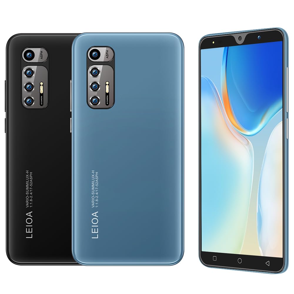 Smartphones Bon marché, 5,0 Pouces, Double Carte Double Caméra, Quad Core, ROM 16GB 【Extensible à 128GB】, Support GPS/WiFi/Bluetooth/FM, Téléphone déverrouillé par Le visag (N10Plus-Blue)