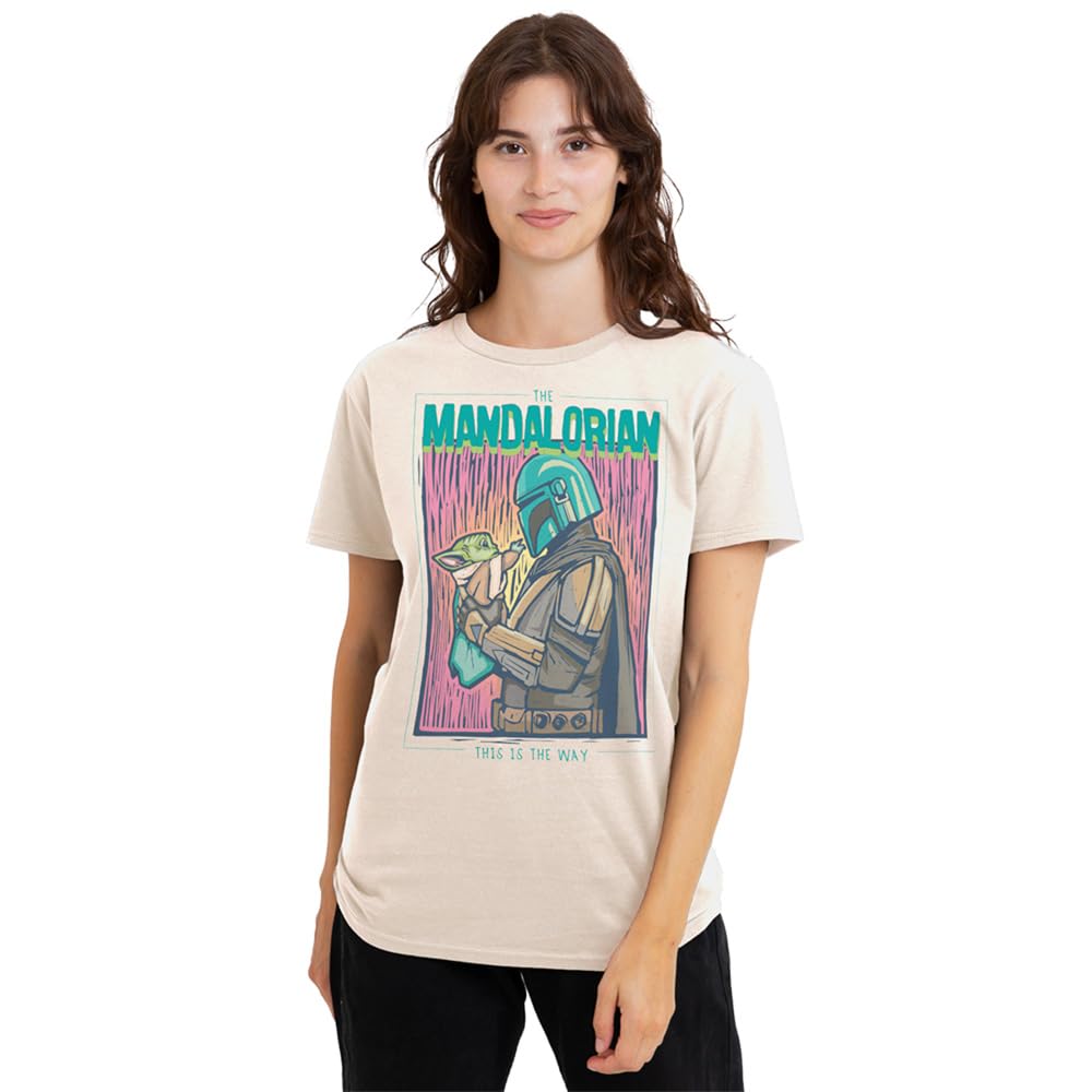 Star Wars The Mandalorian This is The Linocut Way Ladies T Shirt, Natural, Small