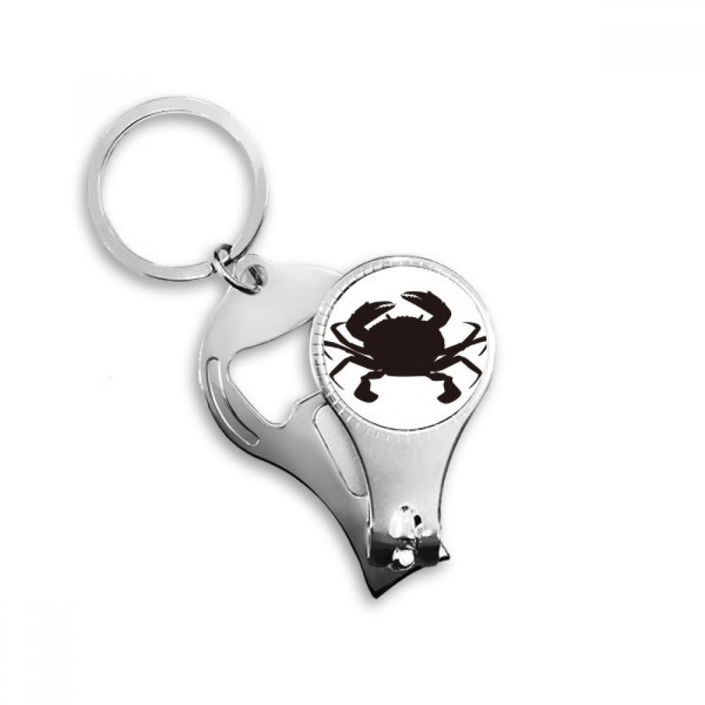 Black Crab Pattern Marine Organism Nail Nipper Ring Key Chain Bottle Opener Clipper