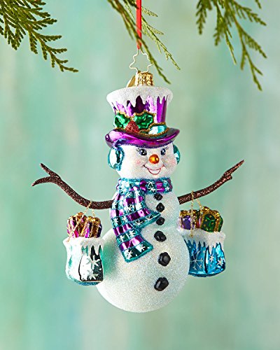 Christopher Radko Frosty Shopper Glass Christmas Ornament 2014