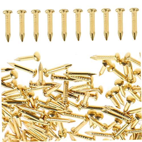 200 piezas de clavos de cabeza redonda de latón para muebles y cajas de madera miniatura 1