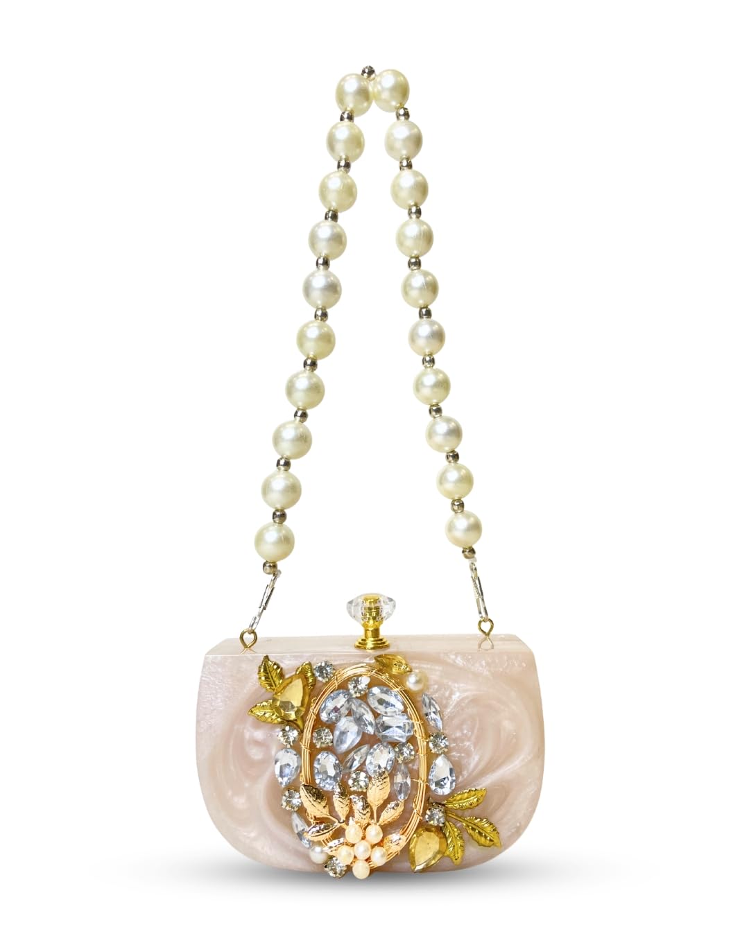 anekaant Marble Muse Resin Embellished Clutch for Ladies | Crystal Motif Party & Wedding Purse-picture-50