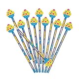 Fun Express Happy Birthday Pencils with Cupcake Topper, Bulk set of 12 - Party Favors and Handouts