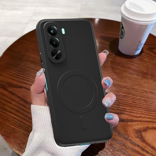 Image of Pikkme Back Cover for Realme P4x 5G Soft Matte Silicone Mag-Safe Design (Mag-Safe Not Support) Camera Protection | Slim Fit Bumper Cover (Black)