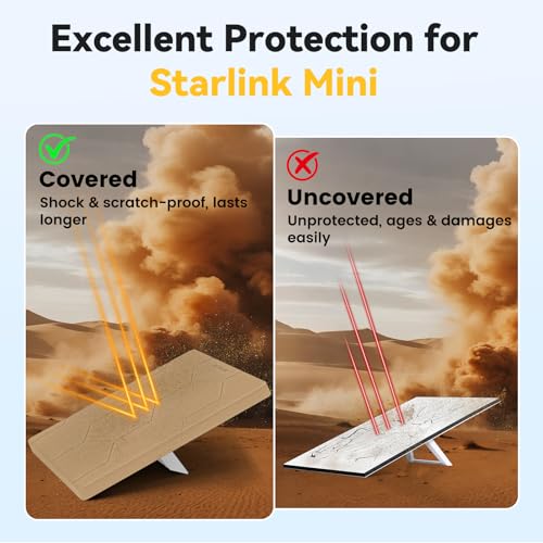 Image of Starlink Mini Protective Cover Case Hailproof Liquid Silicone Protective Case for Starlink Dish Starlink Mini Accessories Waterproof Shockproof Portable for Outdoor Camping, Coyote Tan