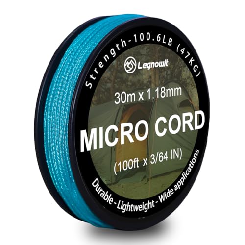 Legnowit Micro Paracord 1.18mm x 100ft Thin Mini Utility Braided Small Paracord for Crafting DIY Project Camping and More