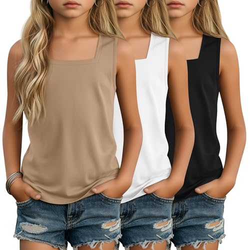 Image of 3 Pack Girls Square Neck Tank Tops