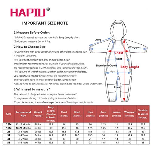 HAPIU Kids Toddler Rain Suit Muddy Buddy Waterproof Coverall,Yellow,2T,Original - Thumbnail 4