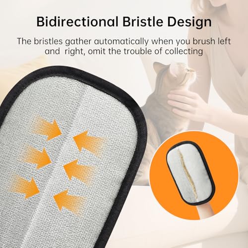 Image of 2 Pcs Pets Static Removal Gloves, Reusable Cat Dog Electrostatic Hair Remover Grooming Glove Tool (2 Pcs Black)