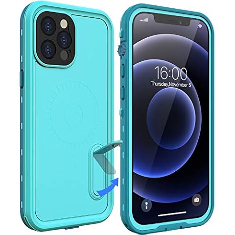 Diverbox Design for iPhone 12 Pro Max Waterproof Case with Kickstand, Durable Shockproof Phone Case Cover with Built in Screen Protector for iPhone 12 Pro Max 6.7'' Only (Lakeblue) Cover