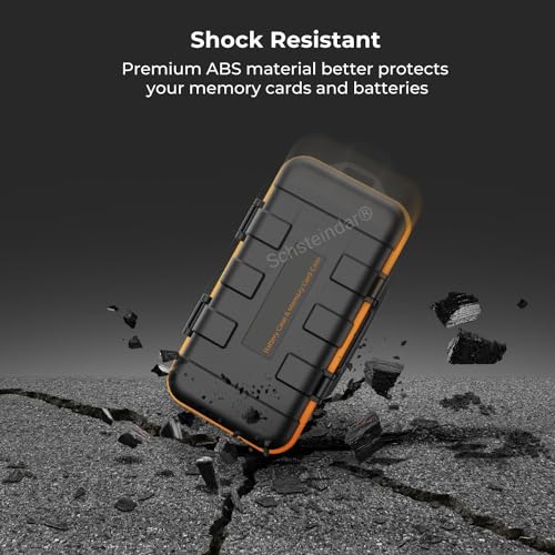 Image of Camera Battery Memory Card Case, Professional Water-Resistant Anti-Shock Holder for 2 Camera Batteries, 4 SD Cards, 6 TF Cards, 2 CF Cards or 2 XQDs (Color - Red and Black)