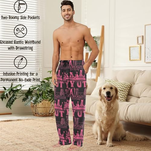 visesunny Mens Cotton Pajama Pants PJ Bottoms Cool Queen Crown Pattern Lightweight Soft Lounge Sleepwear with Pockets2