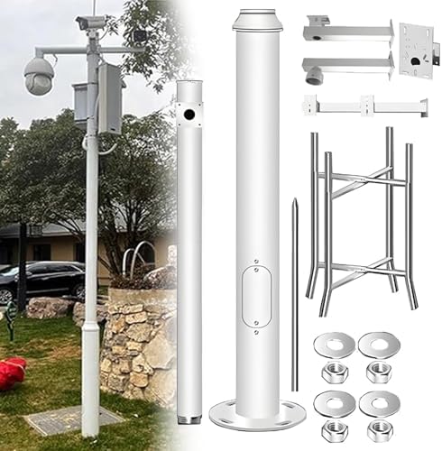 Universal Security Camera Mounting Pole, Adjustable 6.6FT to 19.6FT Stand for Solar Street Lights & Outdoor Surveillance, Ideal for Backyard, Garden & Driveway Use