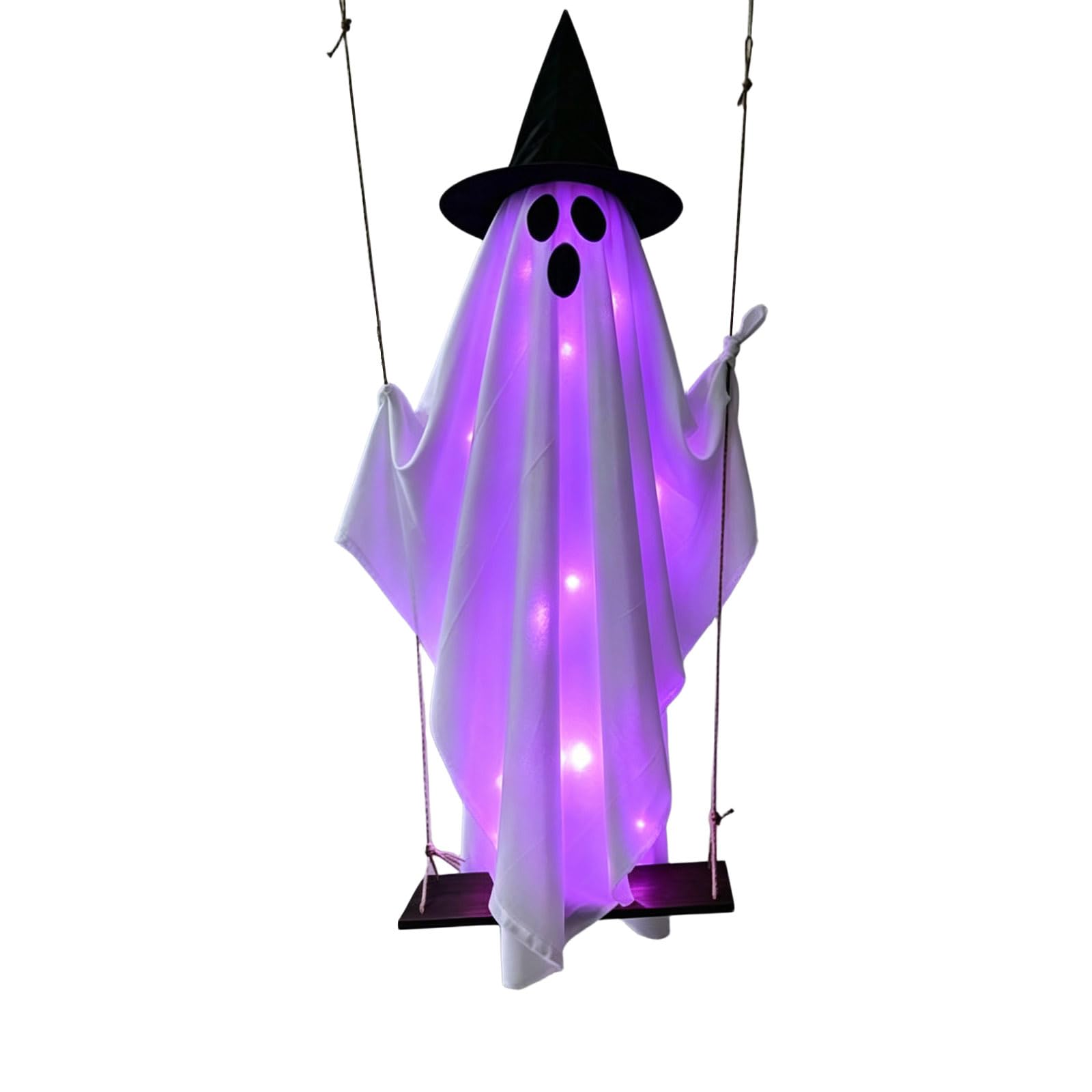 Shntig Eerie Swing Decor with Witch Hat and Light Up Figure for Porch Display, Party Backdrop, and Entry Seasonal Styling Swing Decoration LED Ornament Party Decoration Porch Display Room