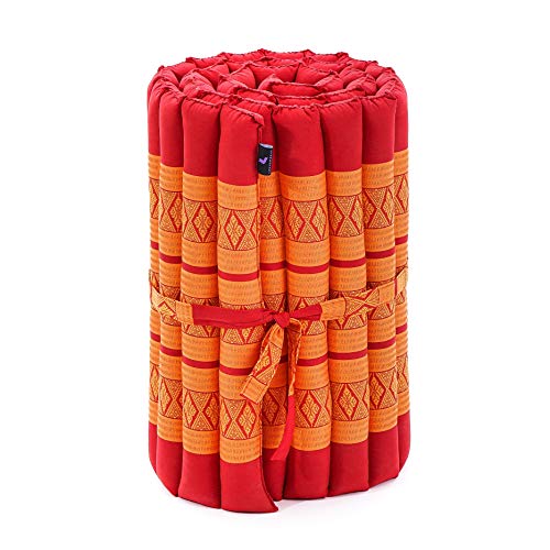 Image of Leewadee - Foldable Floor Mattress - Japanese Roll Up Futon -Trifold Tatami Mat- Guest Floor Bed - Camping Mattress - Thai Massage Mat, Kapok Filled, 75 x 20 inches, Orange Red