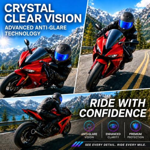 Image of PSLER Shatterproof Helmet Visor for R330 T520 ST1400 R1 Air 391,Deep Blue | Impact-Resistant ,UV400 Protection, Motorcycle Tinted Face Shield for R330 T520 ST1400 R1 Air 391,Visor Replacement