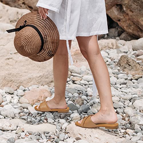 Athmile Sandals Women Dressy Summer Flat Comfortable Fashion Beach Cute Ladies Slides Leather Casual Dress Women'S Sandals 2024 Nude Size 8 thumb #4