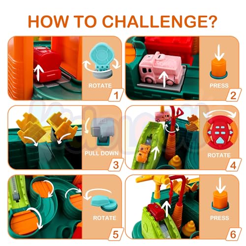 Image of Kidology Race Track Car Adventure Toy - Educational Playset for Kids Ages 3-7 | Montessori Puzzle Track, City Rescue Highways, Perfect Birthday & Christmas Gift,Multicolor