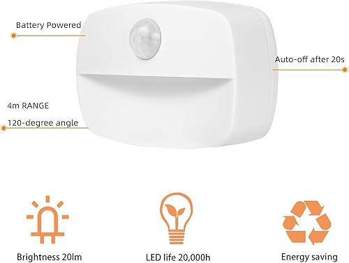Miniatura 3 de ZISUYU Luz con sensor de movimiento, luz nocturna LED para interiores, luz nocturna que funciona con pilas, para pasillo, escalera, baño, armario,