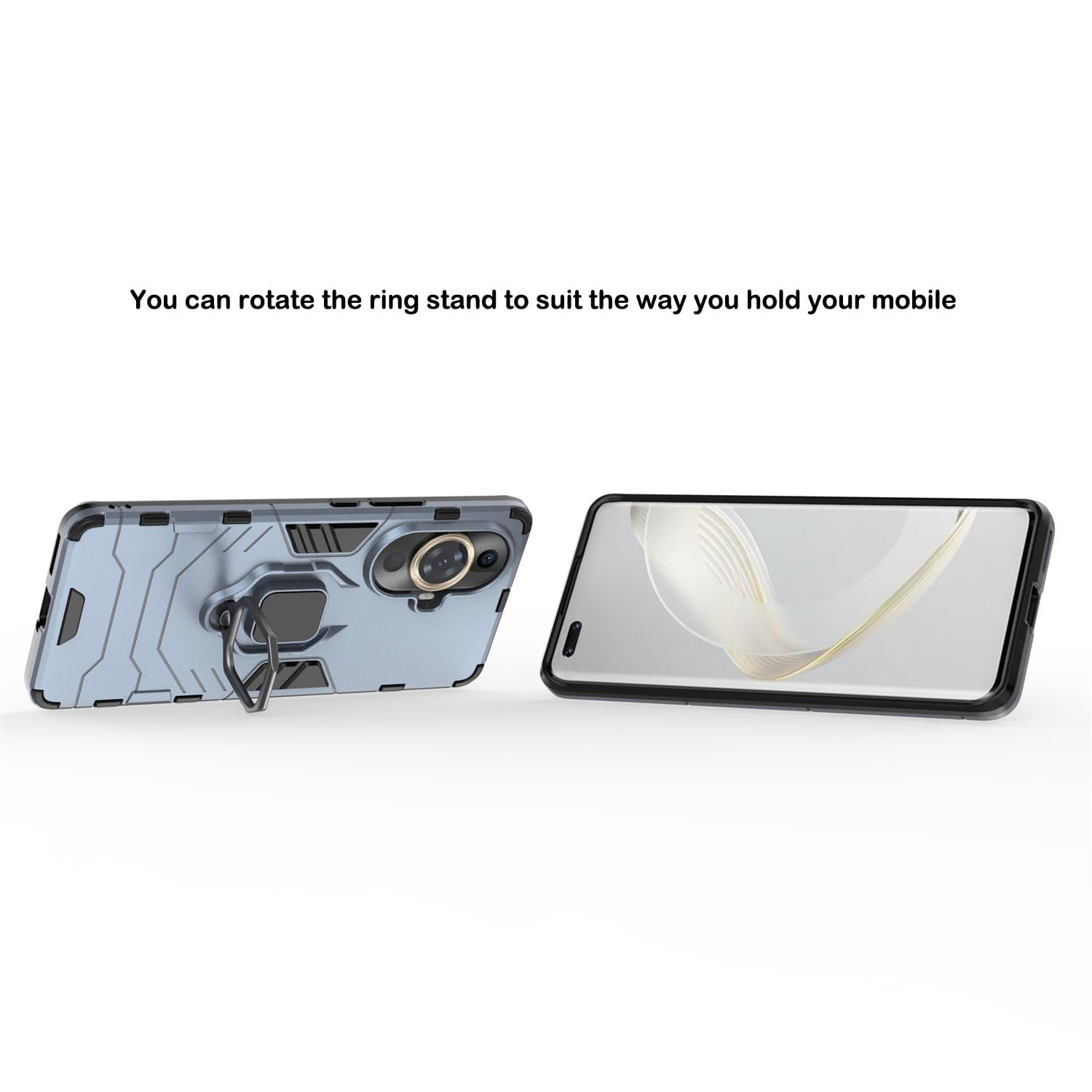 RonRun Cover Magnetica Per Huawei Nova 11i – Doppio Strato TPU+PC, Con Cavalletto 360° E 2 Vetri Temperati, Blu Navy