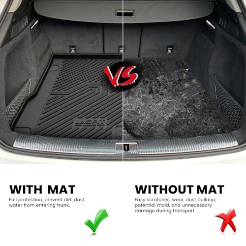 Image of LASFIT Cargo Mat for Audi Q5 /SQ5 2009-2017, Custom Fit All-Weather TPE Trunk Mat for Audi Accessories, Waterproof, Easy to Clean, Black