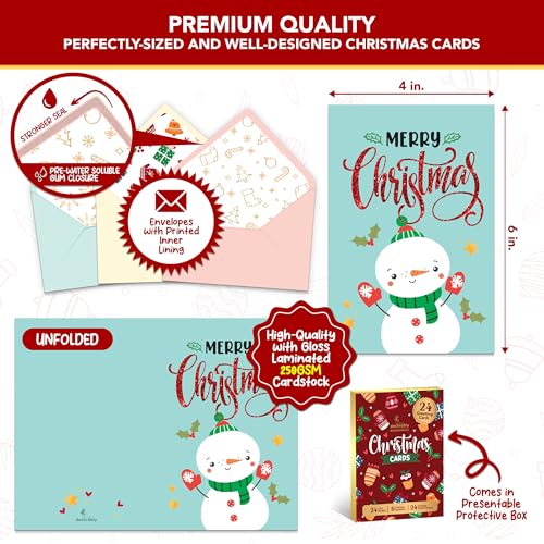 Decorably DECORABLY_371_AU Special Season Cards With Envelopes & Stickers - 24 Pack Foiled & Glittery Christmas Cards thumb #2