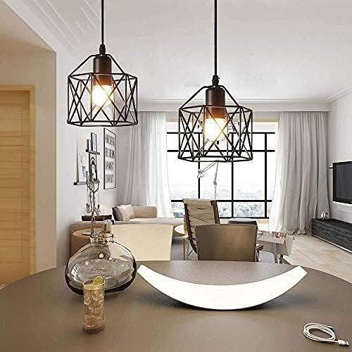 NZDY Moderne retro ijzeren plafondlamp vintage industriële stijl vering lamp consistent minimalistisch hanglicht zwart 60W kroonluchter E27 lamphouder slaapkamer verlichting photo 2