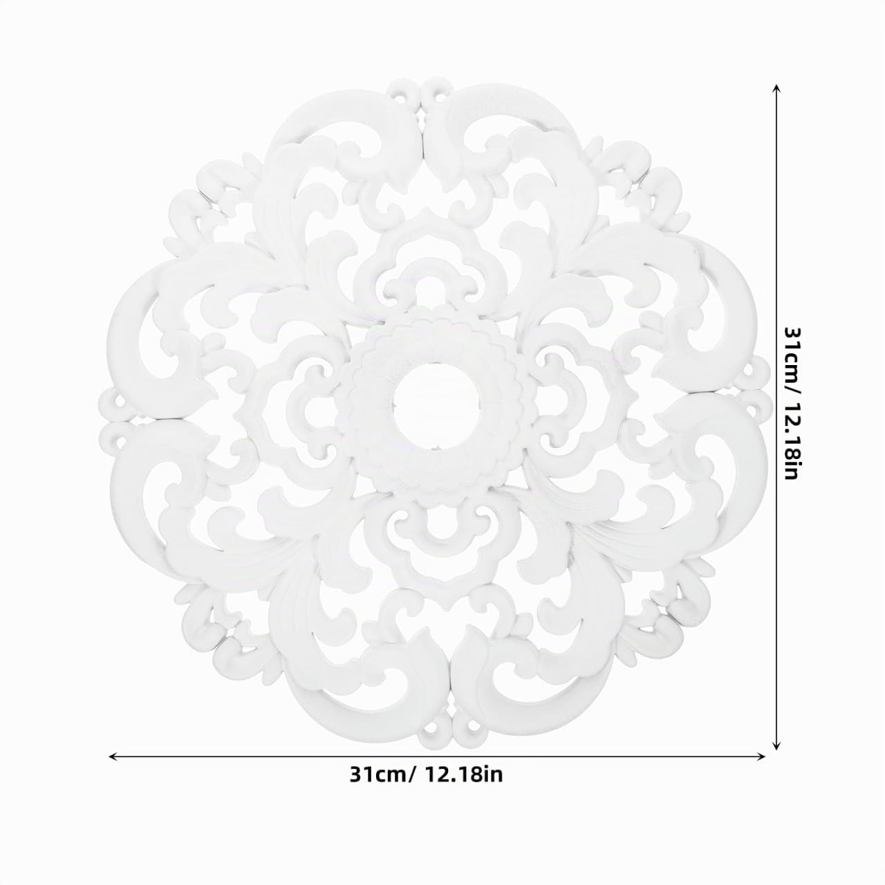TOPBATHY Rosetón Techo Decorativo Estilo Europeo En Ps Medallón De Lámpara De Techo Tallado Calado De 12.20 X 12.20 X 0.39 in Para Dormitorio Hogar Y Espacios Comerciales