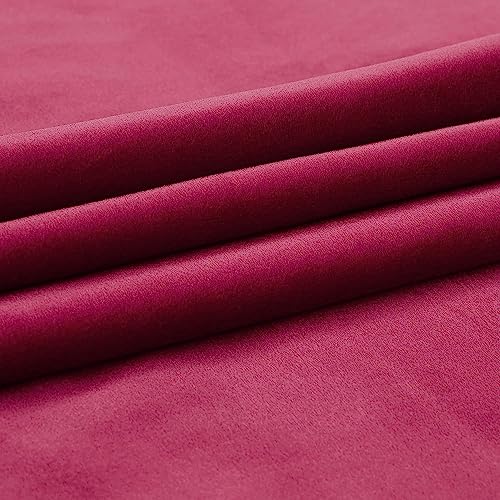 Image of PRIMROSE Red Curtains 90 inch for Living Room Velvet Drapes Blackout Rod Pocket Back Tab Window Treatment Semi Room Darkening Decor Curtains for Bedroom Set of 2 Panels