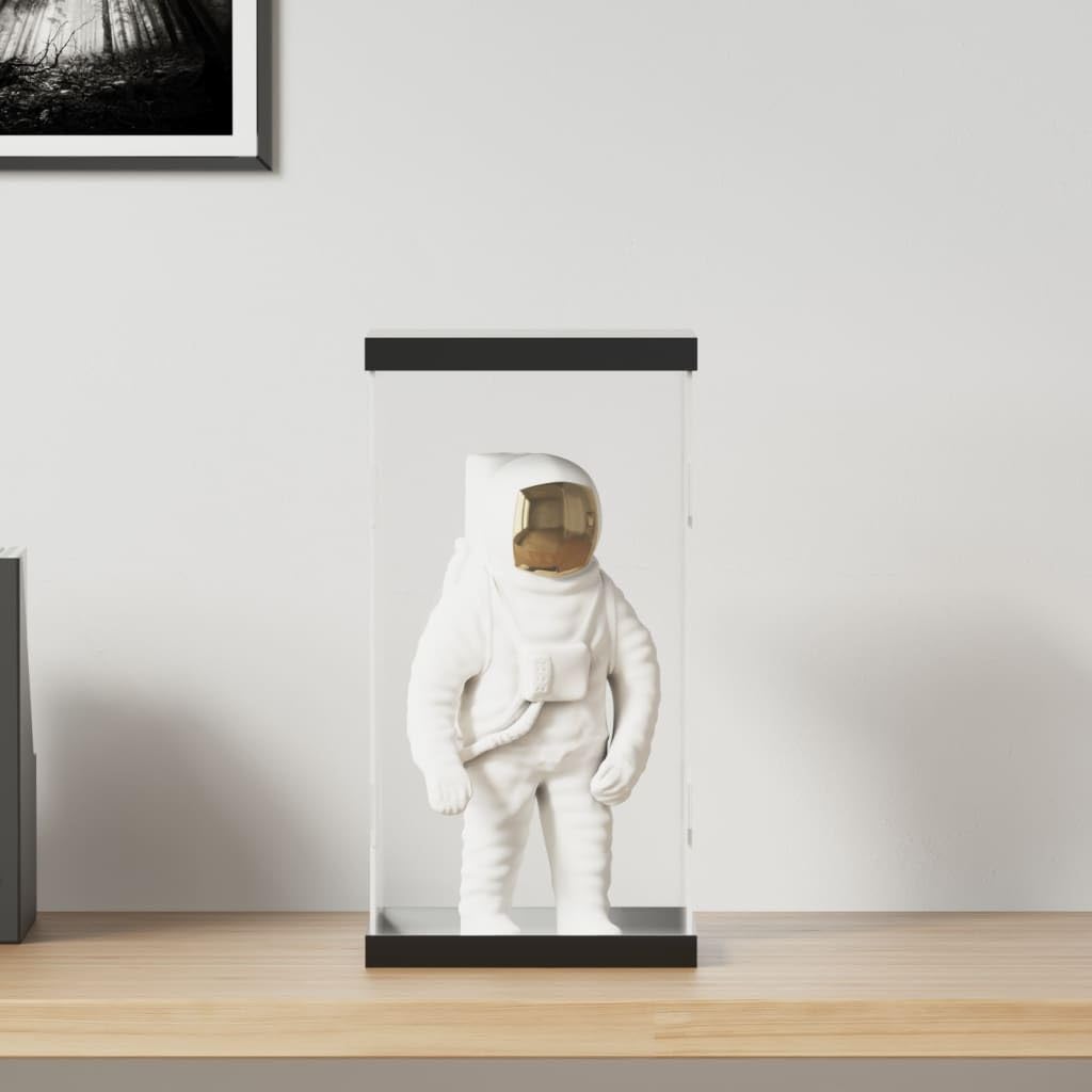 Acryl Vitrine 20x20x38 cm, Staubschutz Box für Sammlerstücke, durchsichtige Sammelvitrine mit schwarzem Boden für Figuren und Modelle