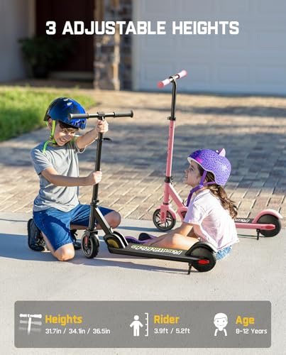 FanttikRide C9 Electric Scooter for Kids 8-12, Adjustable Handlebar Height for Riders 3.9-5.2 ft, 132 lbs, Up to 40 mins Continuous Time, 5 Miles Range, 2 Safe Max Speed 6/10 MPH