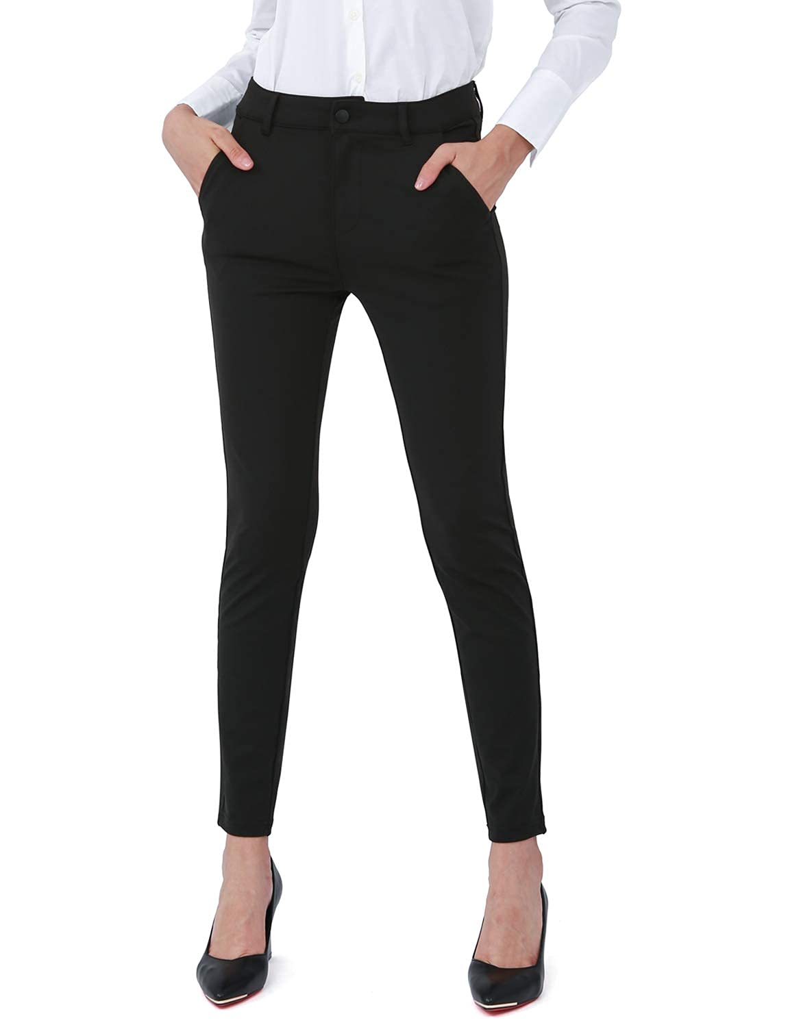 Bamans Pantalons Stretch Femme Skinny Jeggings Denim Pantalons à Enfiler Taille élastique Legging Stretch décontracté Quotidien Confortable fit Pantalon décontracté